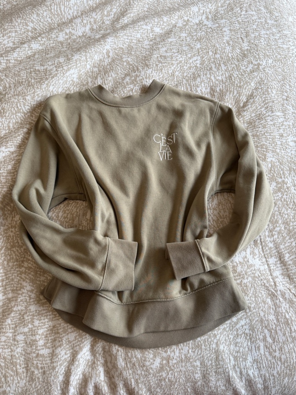 Universal Thread Olive Crewneck Sweatshirt with Chest Script